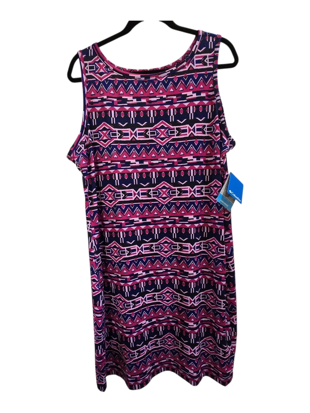 Columbia Womens Pink & Navy Geo-Print Sleeveless Dress